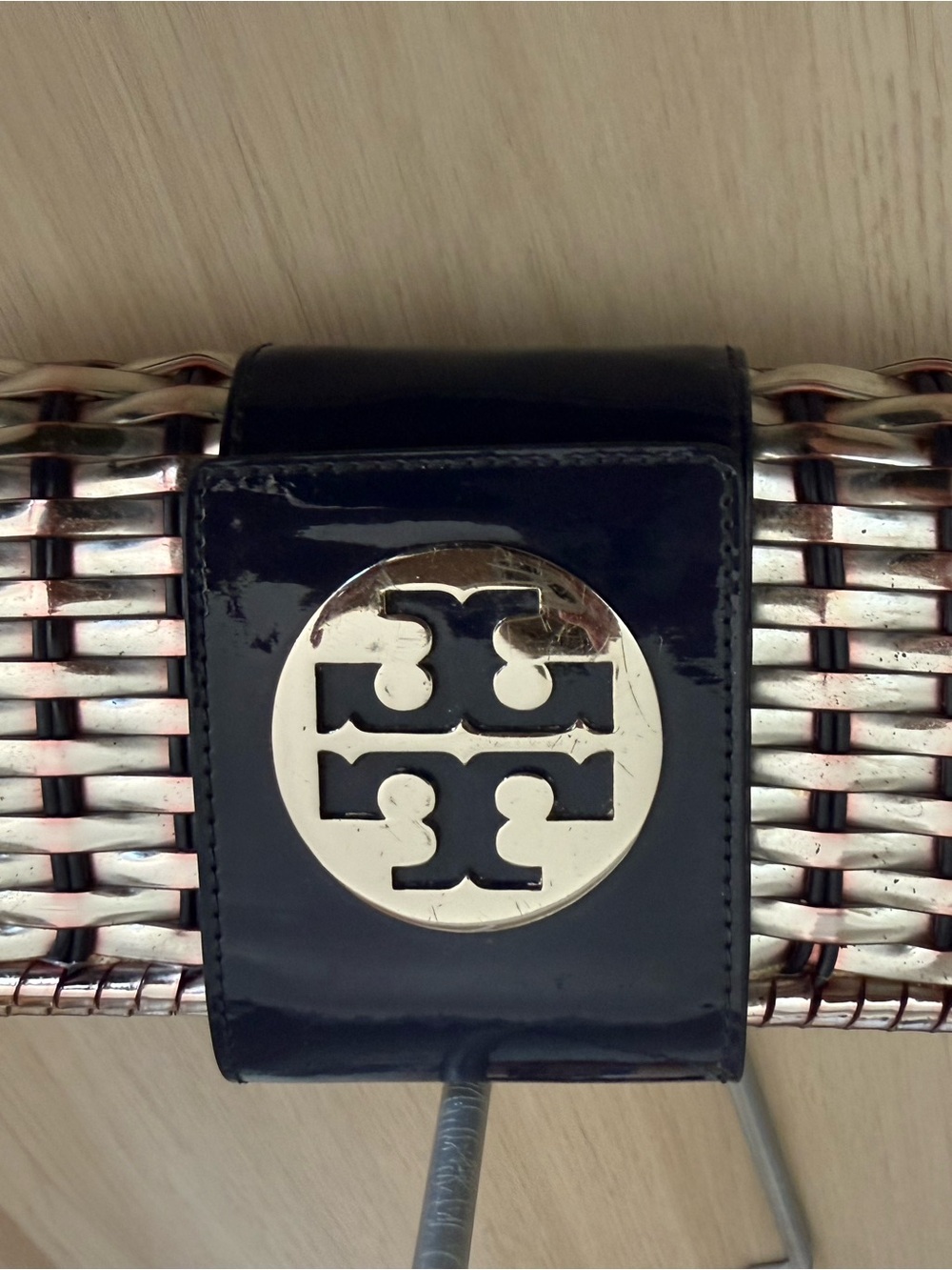 Tory Burch Navy Patent Leather Frame Wallet